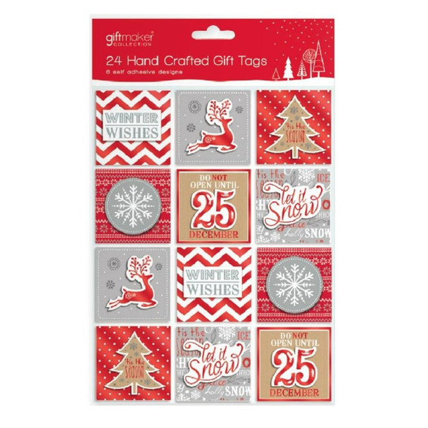 Pack of 24 Hand Crafted Contemporary Christmas Gift Tags