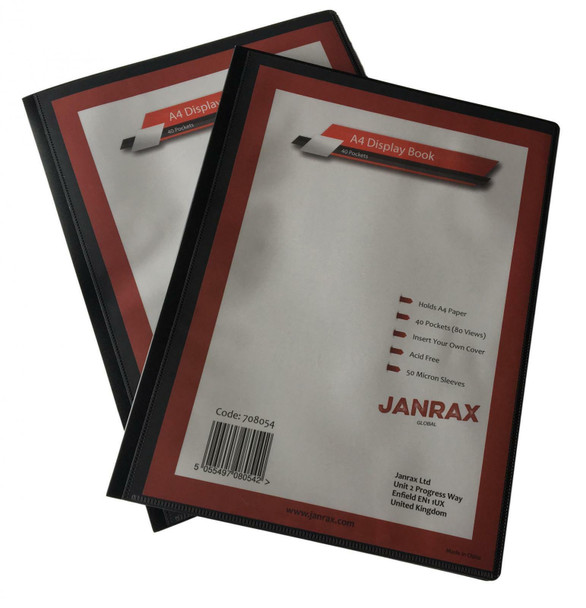 Pack of 12 A4 Presentation Display Books 40 Pockets (80 Views) by Janrax