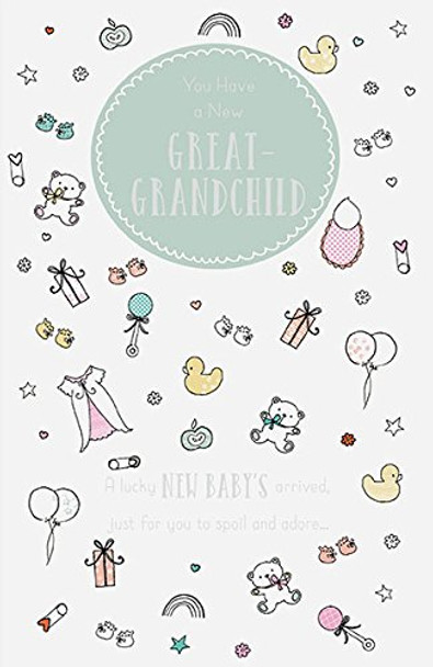 Birth of New Born Baby Great-Granchild Card Congratulations Great-Grandson