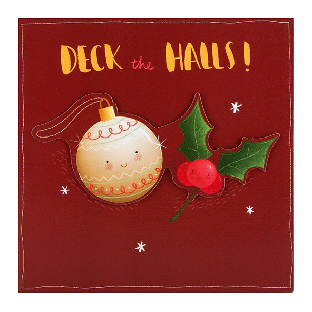 Hallmark Christmas Card 'Deck the Halls' Small Square
