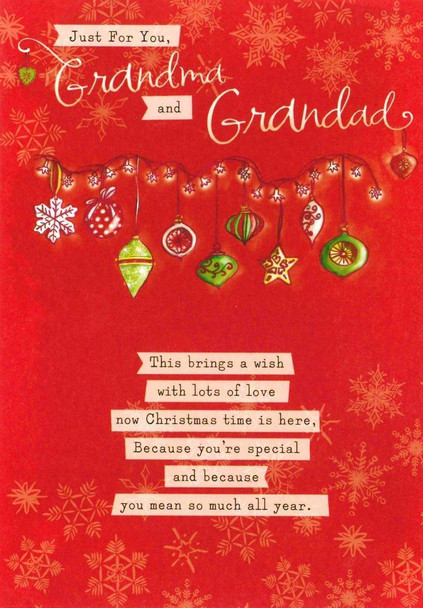 Hallmark 'Just for you Grandma and Grandad' Parchments Christmas Card 