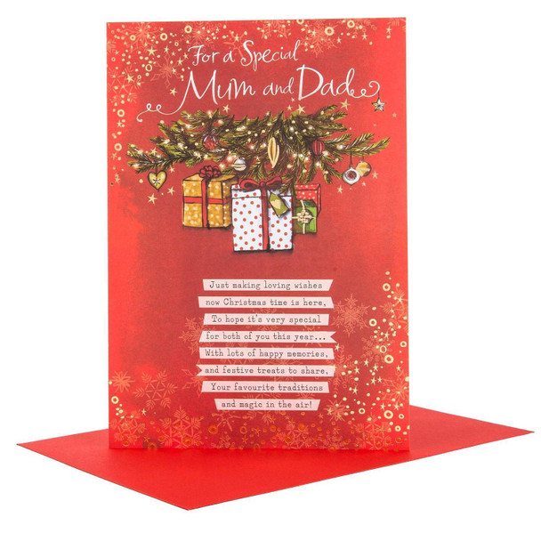 Hallmark Christmas Card To Mum & Dad 'Loving Wishes' Medium