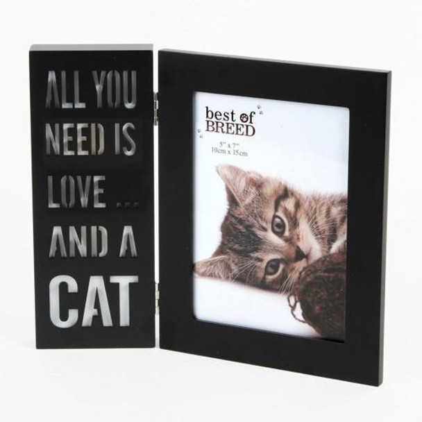 All you need is love and a cat' LED Black Photo Frame