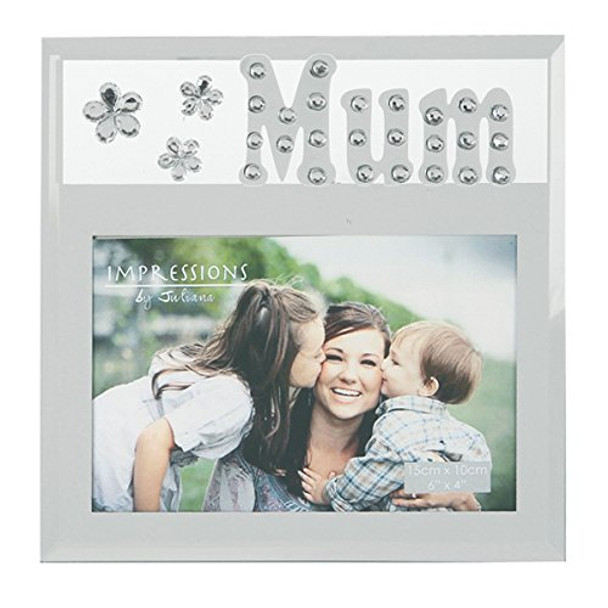 Mum Mirrored Glass Studed Sentimental 4" x 6" (15x10cm) Landscape Photo Frame