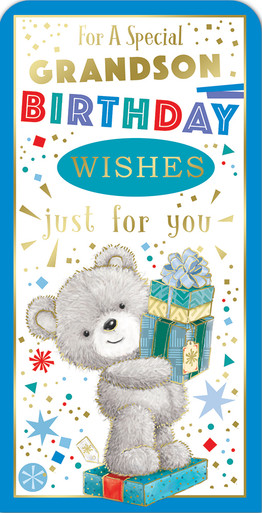 Geschenkkarte Mit Aufschrift „To A Special Grandson“ – Geldtasche Mit Umschlag, Ca. 18x9 Cm, Mit Hundemotiv & Folien-Details
