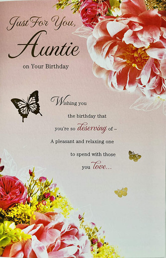 Just For You Auntie Floral Design Birthday Card - Occasion Cards
