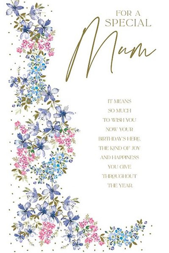 Mum Birthday Card Purple And Pink Flowers - Occasion Cards