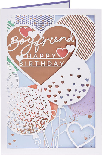 Hearts & Balloons Design Boyfriend Birthday Card - Occasion Cards
