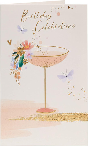 Gold Foil Cocktail Design Birthday Card - Occasion Cards