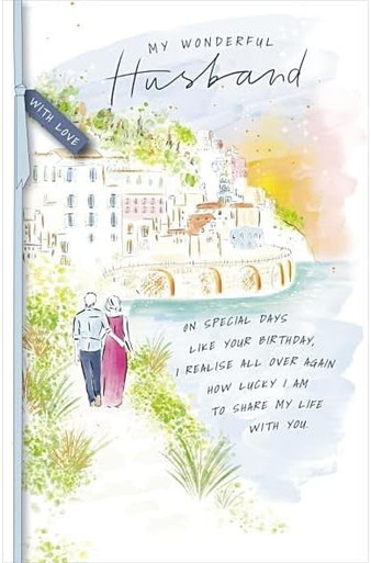 Wonderful Watercolour Design Husband Birthday Card - Occasion Cards