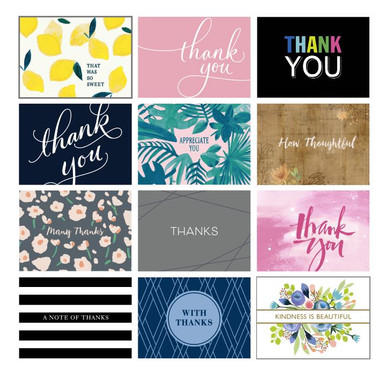 Assorted Multipack Pack of 48 in 12 Designs Thank You Cards - Occasion ...