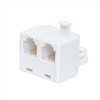 Adapter; RJ11 Duplex Adapter; 4P4C; Straight-Wired; White (NTC-2422)