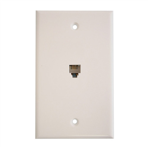 Wall Plate; Single RJ11; 6 Position; 4 Conductor; Standard Finish - White (NTP-2402)