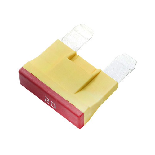 ANX80-UL-20A OptiFuse Maxi Blade High Voltage Fuse 80VDC 20A, yellow and red fuse with metal prongs