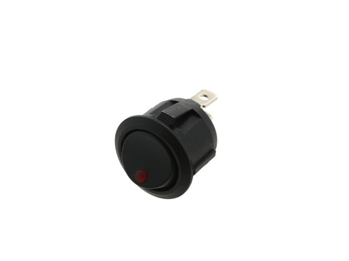 RA6-1A-DC-2-RL Switch Components -  Round Rocker - 3P SPST OFF-ON, Red LED