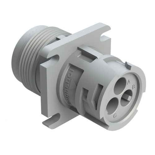 AHD10-3-96P Amphenol Sine Connector, 3 Position Receptacle, Pin, Size 16 Contacts, Flange, Coupling Ring, Gray