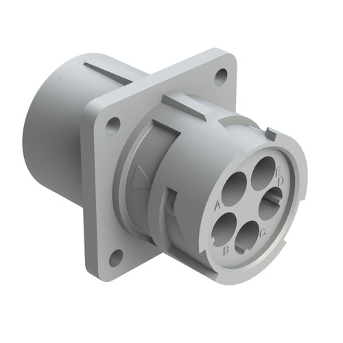 AHD10-5-16P Amphenol Sine Connector, Gray, 5 Position Receptacle, Pin, Size 16 Contacts, Flange, Coupling Ring