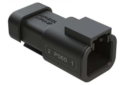 Amphenol Sine 2-way receptacle connector ATP04-2PB-P060, 2 pin, key B, nickel-plated terminals, black housing