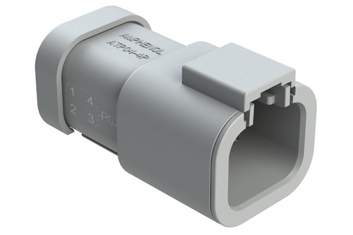 Amphenol Sine 4-pin receptacle ATP04-4PC-P021, key C polarization, nickel-plated contacts, grey housing
