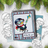 Waddy Penguin with Snowkite - Precoloured digi stamp/with SVG/DXF Cutting File