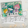 Snowmen Celebration Cute digital stamp download including SVG file