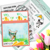 card with bunny rabbit and flower border stencil