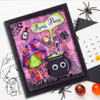 Cute Little Witch Boo Halloween - printable digital stamp download with free SVG /DXF files