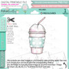 Frappe, milkshake, bubble tea, soda drink cup (precoloured) - printable craft digital stamp download with free SVG /DXF files