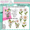 Bloom 1 Flower bundle - digital stamp, digistamp for cards, cardmaking, crafting and stickers