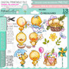 Cute Chicks Spring Easter big value bundle - COLOUR printable clipart digital stamp, digistamp for cards, cardmaking, crafting and stickers