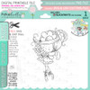 Flower Fairy Dancing Bouquet - Winnie Daisy Fairy cute girl printable clipart digital stamp, digistamp for cards, cardmaking, crafting and stickers