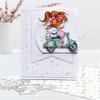 Flower Fairy on a Scooter/moped/bike -  Winnie Daisy Fairy cute girl printable clipart digital stamp, digistamp for cards, cardmaking, crafting and stickers