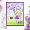 Flower Fairy holding a toadstool balloon - Winnie Daisy Fairy cute girl printable clipart digital stamp, digistamp for cards, cardmaking, crafting and stickers