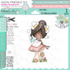 Flower Fairy sitting on a toadstool - (Colour - DEEP skintone) Winnie Daisy Fairy cute girl printable clipart digital stamp, digistamp for cards, cardmaking, crafting and stickers