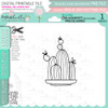 Cactus Mountain - printable clipart digital stamp for cardmaking, craft & stickers