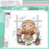 Shop Window - Gingerbread Holly digital stamp - (COLOUR) printable clipart  for cardmaking, craft, scrapbooking & stickers