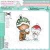 Snowman Fun - Gingerbread Holly digital stamp - (COLOUR) printable clipart  for cardmaking, craft, scrapbooking & stickers