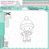 Hat and Scarf - Gingerbread Holly  digital stamp - printable clipart  for cardmaking, craft, scrapbooking & stickers