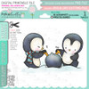 Upside Down Theo Penguin digital stamp - (COLOUR) printable clipart  for cardmaking, craft, scrapbooking & stickers