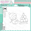 Snowball Sleigh Theo Penguin digital stamp - printable clipart  for cardmaking, craft, scrapbooking & stickers