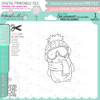 Wrapped Up Theo Penguin digital stamp - printable clipart  for cardmaking, craft, scrapbooking & stickers