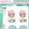 Thinking Rebel girl (precoloured clipart) -  cute printable craft digital stamp craft download