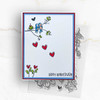 Hearts and Flowers Butterfly Stamp 2 - 10 photopolymer clear stamps for card making, crafts, scrapbooking