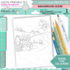 Easter Basket Country Scene printable craft digital stamp download