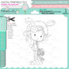Winnie Easter Bunny ears onesie digital stamp for card making, craft printables