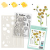 Wild Sunshine Flowers clear stamps with Colour and Create Stencil