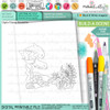 Dolphin ocean sea underwater colouring scene printable- card making craft digital coloring page download