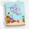 Dolphin ocean sea underwater colouring scene printable- card making craft digital coloring page download