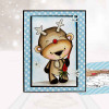 Reindeer dress up Bella Christmas bear - printable stamp craft card making digital stamp download