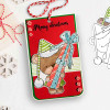 Big gift parcel Bella Christmas bear - printable stamp craft card making digital stamp download